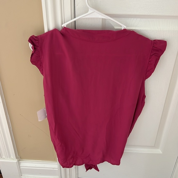 Pinup pink button up sleeveless blouse knot waist from Europe - Picture 3 of 6